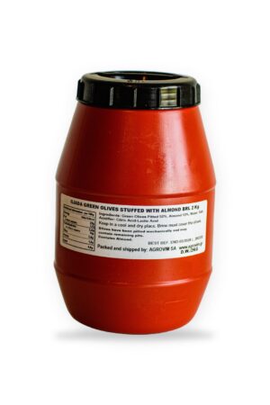 Măsline verzi Halkidiki umplute cu migdale, butoiaș (greutate netă scursă 2 kg)