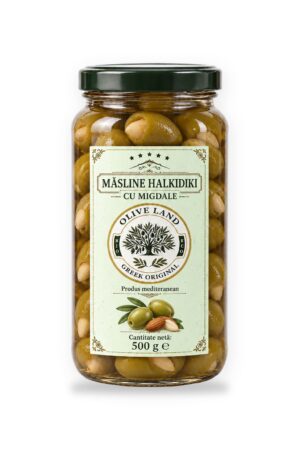 Măsline verzi Halkidiki umplute cu migdale 500 g